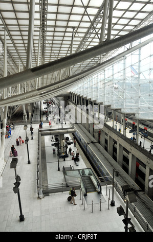 TGV train in Roissy Charles de Gaulle airport railway station Paris France Stock Photo