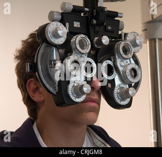 man at  oculist for an visual test Stock Photo