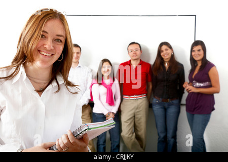 college students and a teacher Stock Photo
