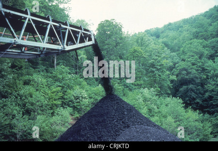 Coal mining conveyor belt and coal pile in West Virginia Stock Photo