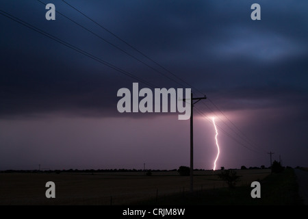 Lightning Strike Wichita Kansas Stock Photo