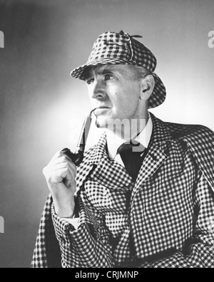 Mature man dressed as Sherlock Holmes Stock Photo