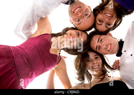 friends portrait having fun all elegantly dressed ready to party Stock Photo