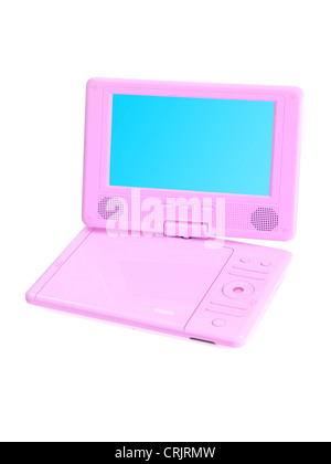 A portable dvd player isolated against a white background Stock Photo