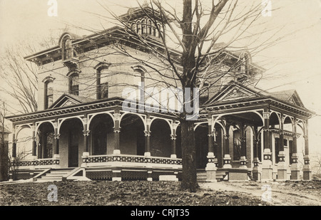 Three Story Mid-Victorian Brick Mansion Stock Photo