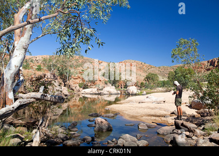 Waterhole in Ormiston Pound in the West MacDonnell Ranges Stock Photo