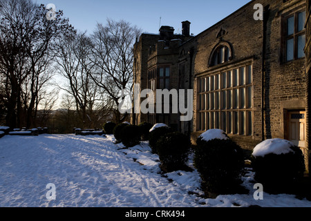 Bolling Hall Bradford, in winter. Bolling Hall is one of Bradfords oldest buildings, it dates back to the 17th Century. Stock Photo