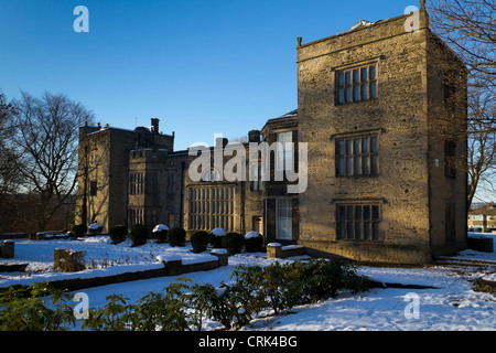 Bolling Hall Bradford, in winter. Bolling Hall is one of Bradford's oldest buildings, dating back to the 17th Century. Stock Photo