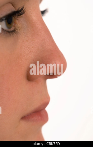 Side view of a young woman's face. Stock Photo
