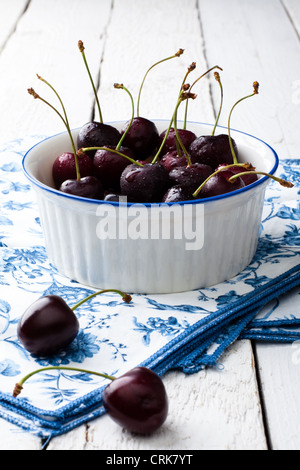 cherries bowl napkin wood alamy similar