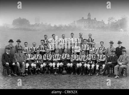 Members of Altrincham FC, the Cheshire league side due to meet  Wolverhampton Wanderers in the third round of the FA Cup. Back row (l-r): J  Brown, N Dewar, G Smith, F Peters