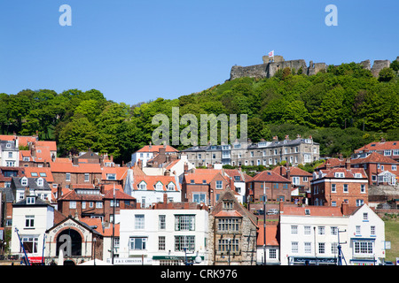 Sandside and Castle Hill from the Harbour Scarborough North Yorkshire England Stock Photo