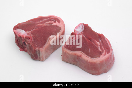 raw lamb chump chops Stock Photo