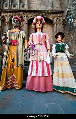Gegants and Capgros figures in Barcelona, Catalonia, Spain Stock Photo