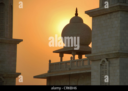 Partial view of Jai Gurudev temple, Fully constructed in white marble Stock Photo