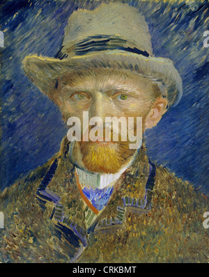 Vincent van Gogh self-portrait with grey felt hat 1886 Rijksmuseum - Amsterdam Stock Photo