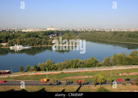 Confluence of Danube and Sava rivers, Belgrade, Serbia Stock Photo