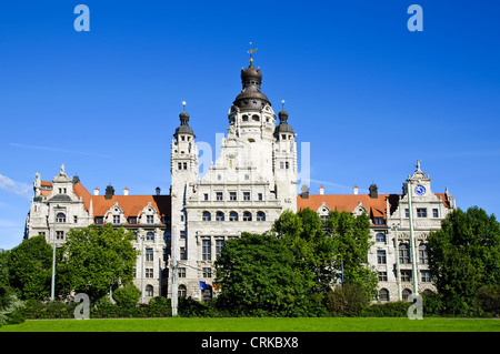 beautiful landscape with new city hall in Leipzig, Germany Stock Photo