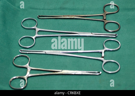 Allis tissue forceps are designed or grasping fascia and tendons. Stock Photo