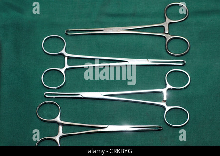 Allis tissue forceps are designed or grasping fascia and tendons. Stock Photo