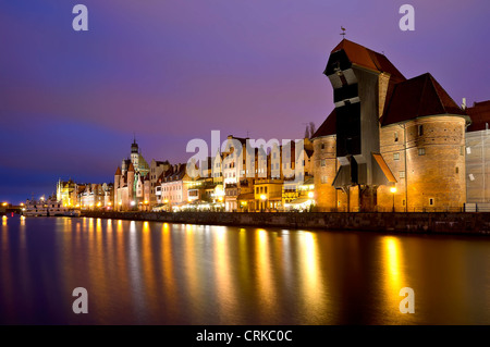 gdansk city riverside in poland at night Stock Photo