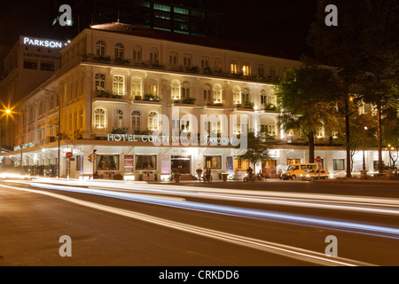 Hotel Continental at night in Ho Chi Minh City, Vietnam Stock Photo
