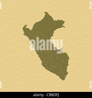 Political map of Peru with the several regions. Stock Photo
