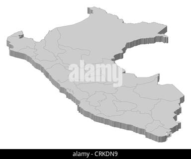 Political map of Peru with the several regions. Stock Photo