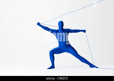 String Man Run Man in bodysuit playing with string Stock Photo - Alamy