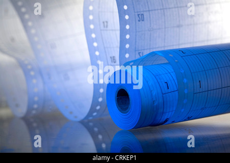 Plain electrocardiogram tracing paper. The electrocardiogram trace shows the electrical activity of the heart. Stock Photo