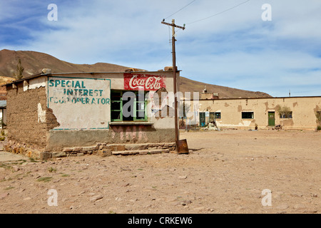 The old mining ghost town of Pulacayo, Bolivia, Industrial Heritage Site, famously linked to Butch Cassidy and the Sundance Kid Stock Photo