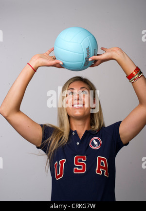 Olympic volleyball player April Ross at the Team USA Media Summit in Dallas, TX in advance of the 2012 London Olympics. Stock Photo