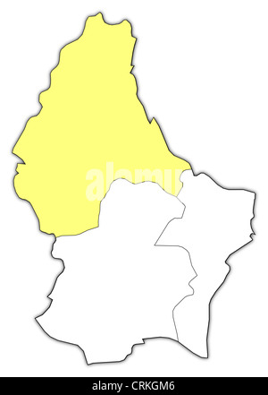 Political map of Luxembourg with the several districts where Diekirch is highlighted. Stock Photo