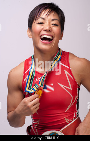 Wrestler Clarissa Chun at the Team USA Media Summit in Dallas, TX in advance of the 2012 London Olympics. Stock Photo