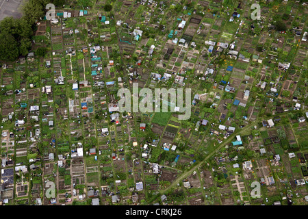 aerial view of allotments in London Stock Photo
