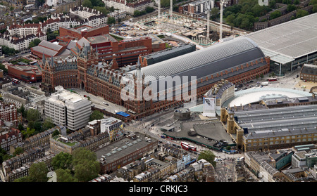 aerial view of St Pancras and Kings Cross Station, London N1