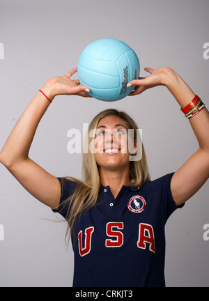 Beach volleyball player April Ross at the Team USA Media Summit in Dallas, TX in advance of the 2012 London Olympics. Stock Photo