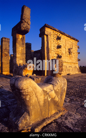 Chac-Mool (Mayan Rain God) statue. Temple of the Warriors. Chichen Itza. Yucatan. Mexico Stock Photo