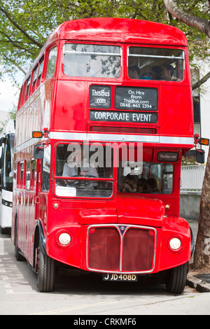 An old London Bus on the South Bank, London, UK. Stock Photo