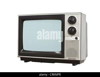 Small retro television isolated with clipping path. Stock Photo