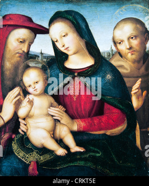 The Virgin and Child with Saints Jerome and Francis - Raphael Stock Photo