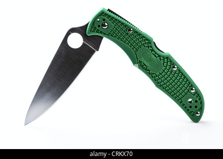 Folding pocket knife with one edge isolated on a white background Stock Photo