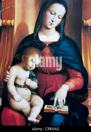 The Madonna and Child with Saint John the Baptist and Saint Nich - Raphael Stock Photo
