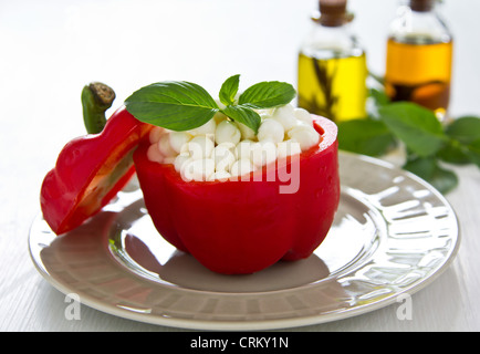 Pearl mozzarella in pepper Stock Photo