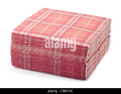 Stack of pink paper napkins isolated on white Stock Photo