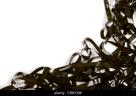 Entangled cassette video tape background Stock Photo