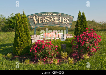 Kentucky, Versailles, Welcome sign. Stock Photo