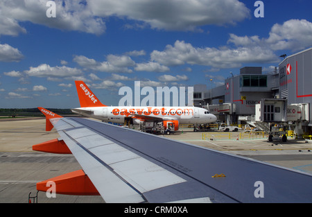 Easyjet airplanes at Gatwick Airport, UK Stock Photo