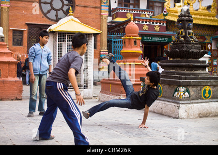 Streets Katmandu everyday life children young people history contrast Pictured Asia Nepal Katmandu March 30 2011 CTK Stock Photo