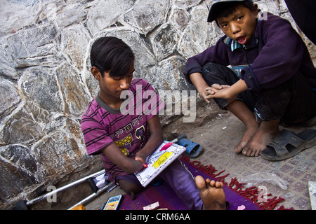 Streets Katmandu everyday life children young people history contrast Pictured Asia Nepal Katmandu March 31 2011 CTK Stock Photo